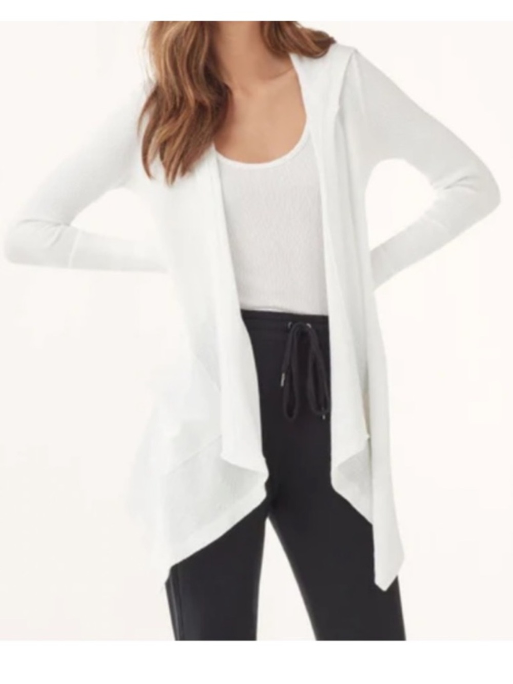Splendid Small Cardigan Thermal Flight Cardigan in White hood pockets NWT